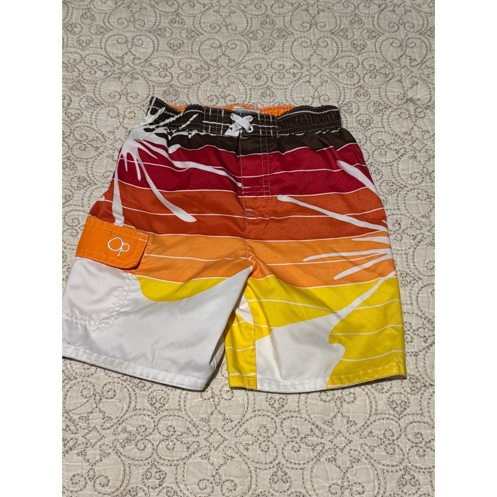 Ocean Pacific OP Boys Swim Trunks Shorts 3T Colorful Orange Red Yellow board